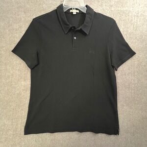 Burberry Brit Polo Shirt Mens Large Black Short Sleeve‎ Classic Fit Logo